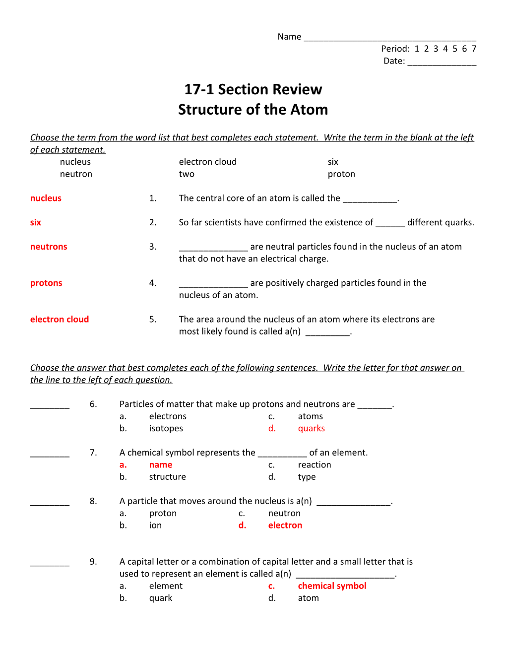 17-1 Section Review