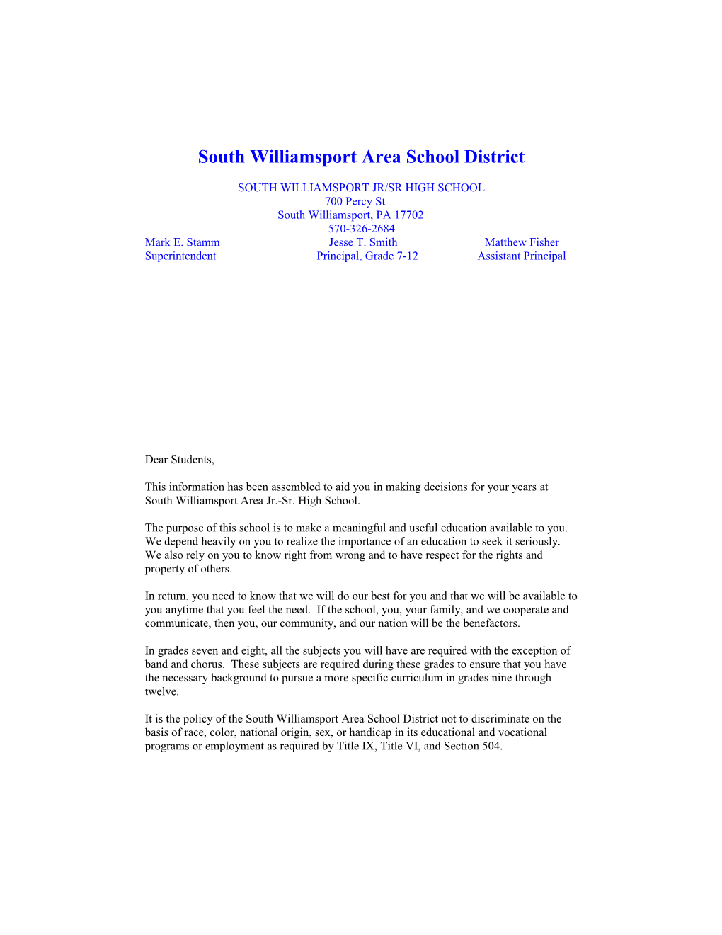 South Williamsport Junior/Senior High School