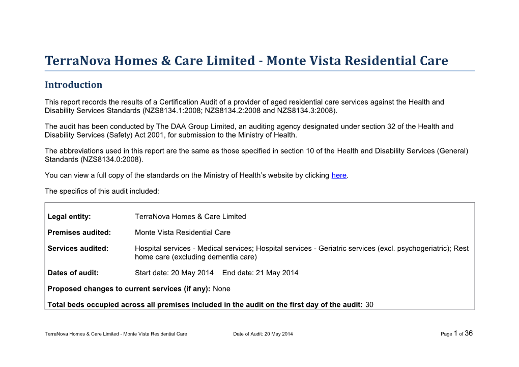 Terranova Homes & Care Limited - Monte Vista Residential Care