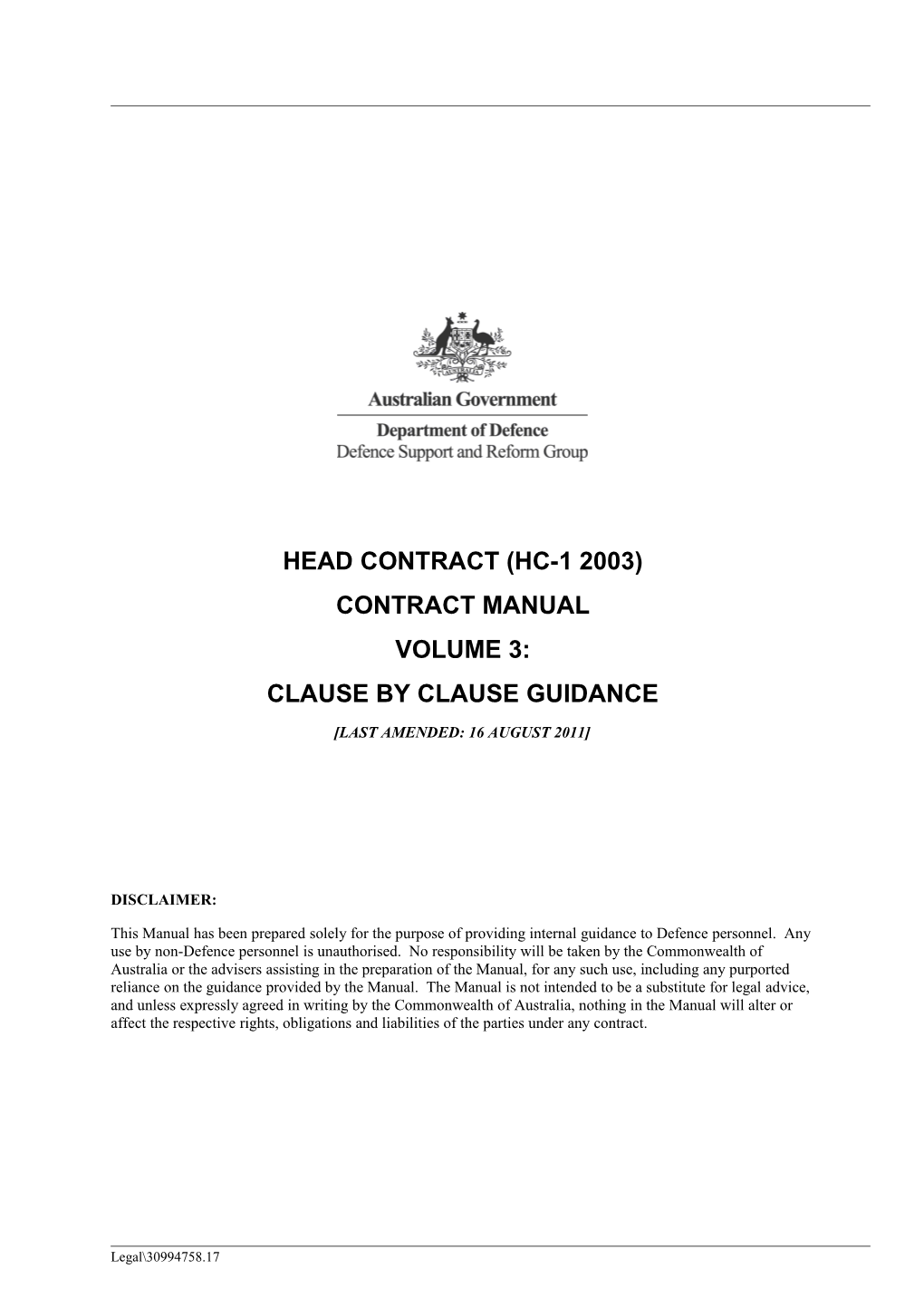 Head Contract (Hc-1 2003)