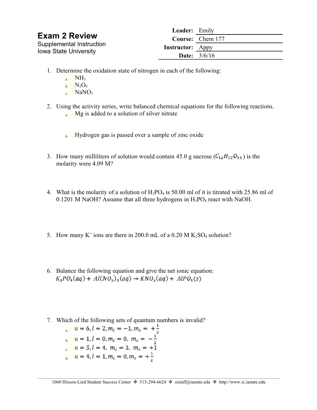 Determine the Oxidation State of Nitrogen in Each of the Following