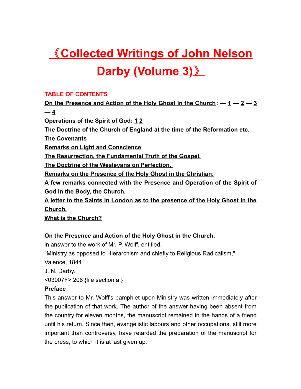 Collected Writings of John Nelson Darby (Volume 3)