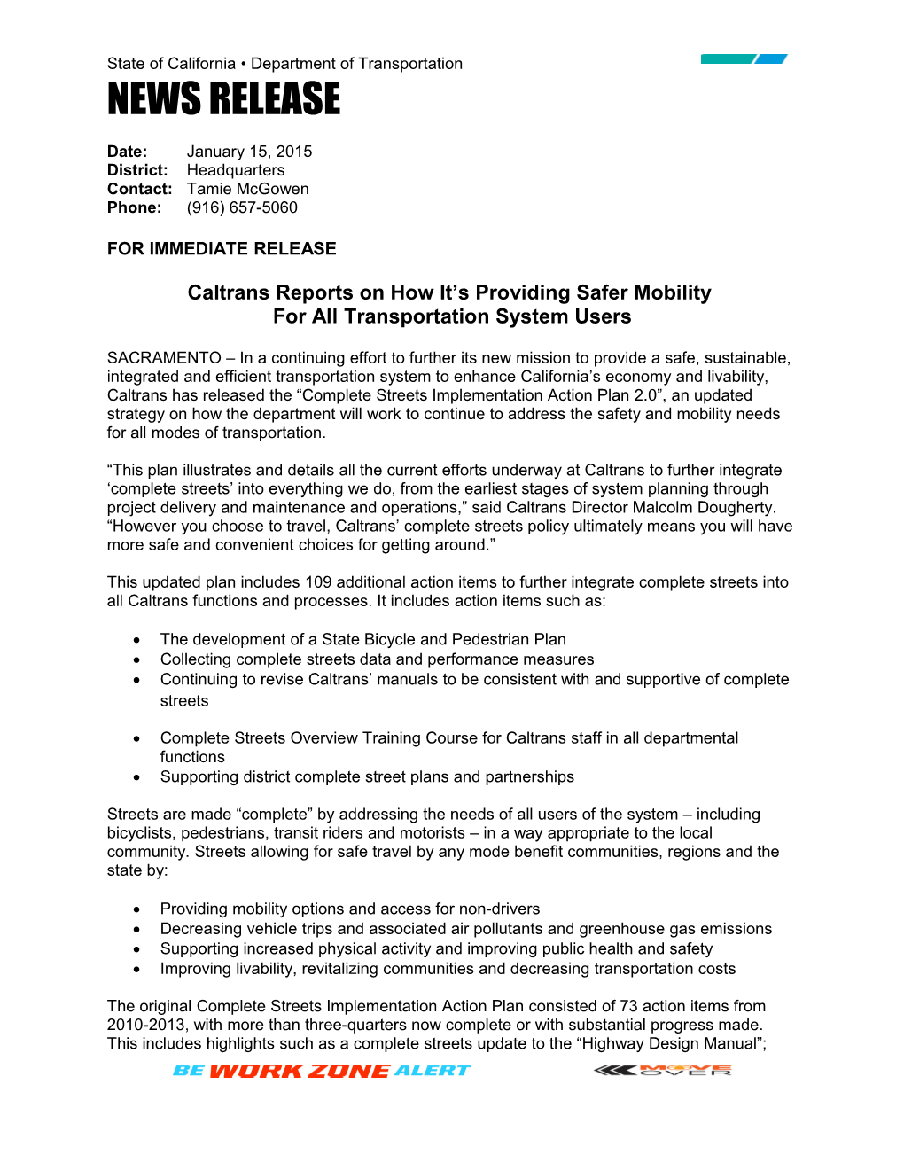 Caltrans Reports on How It S Providing Safer Mobility