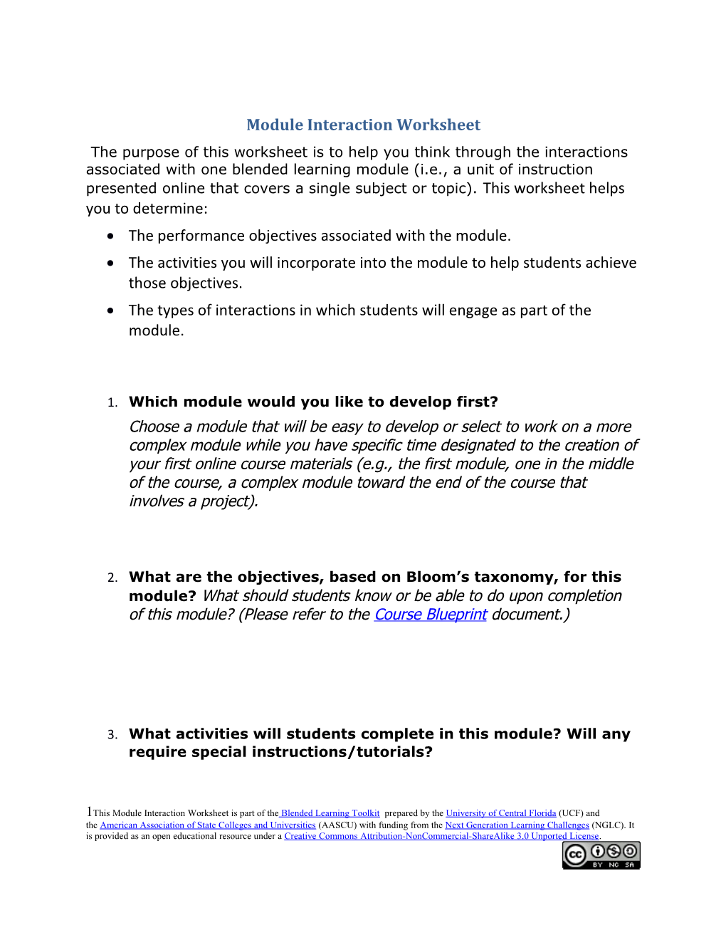 Module Interaction Worksheet