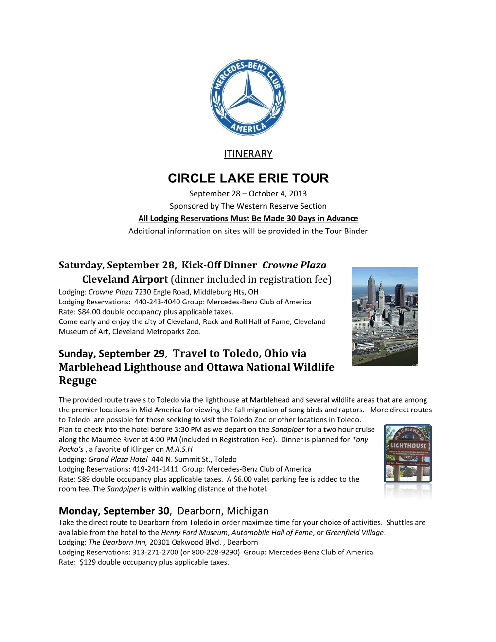 Circle Lake Erie Tour