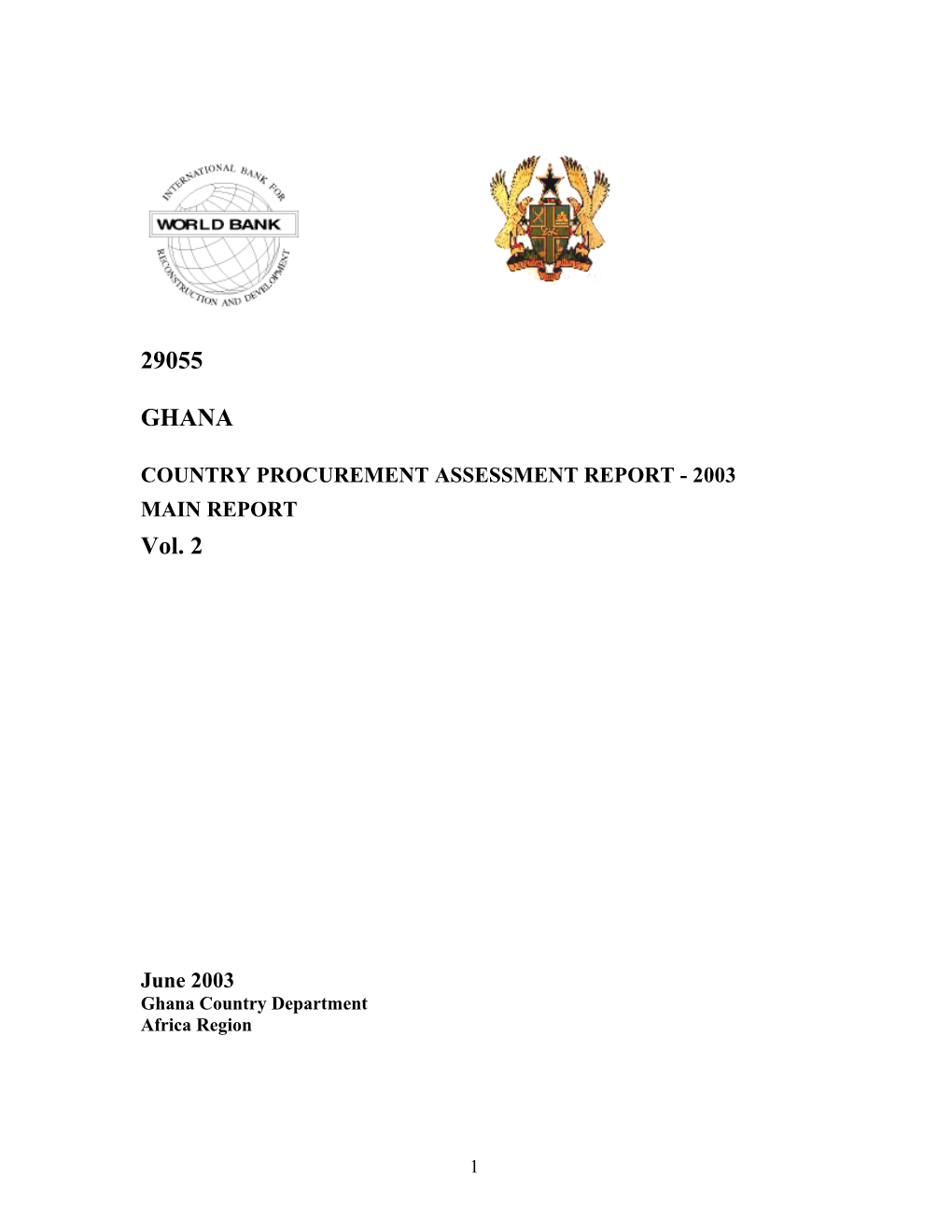 Country Procurement Assessment Report - 2003