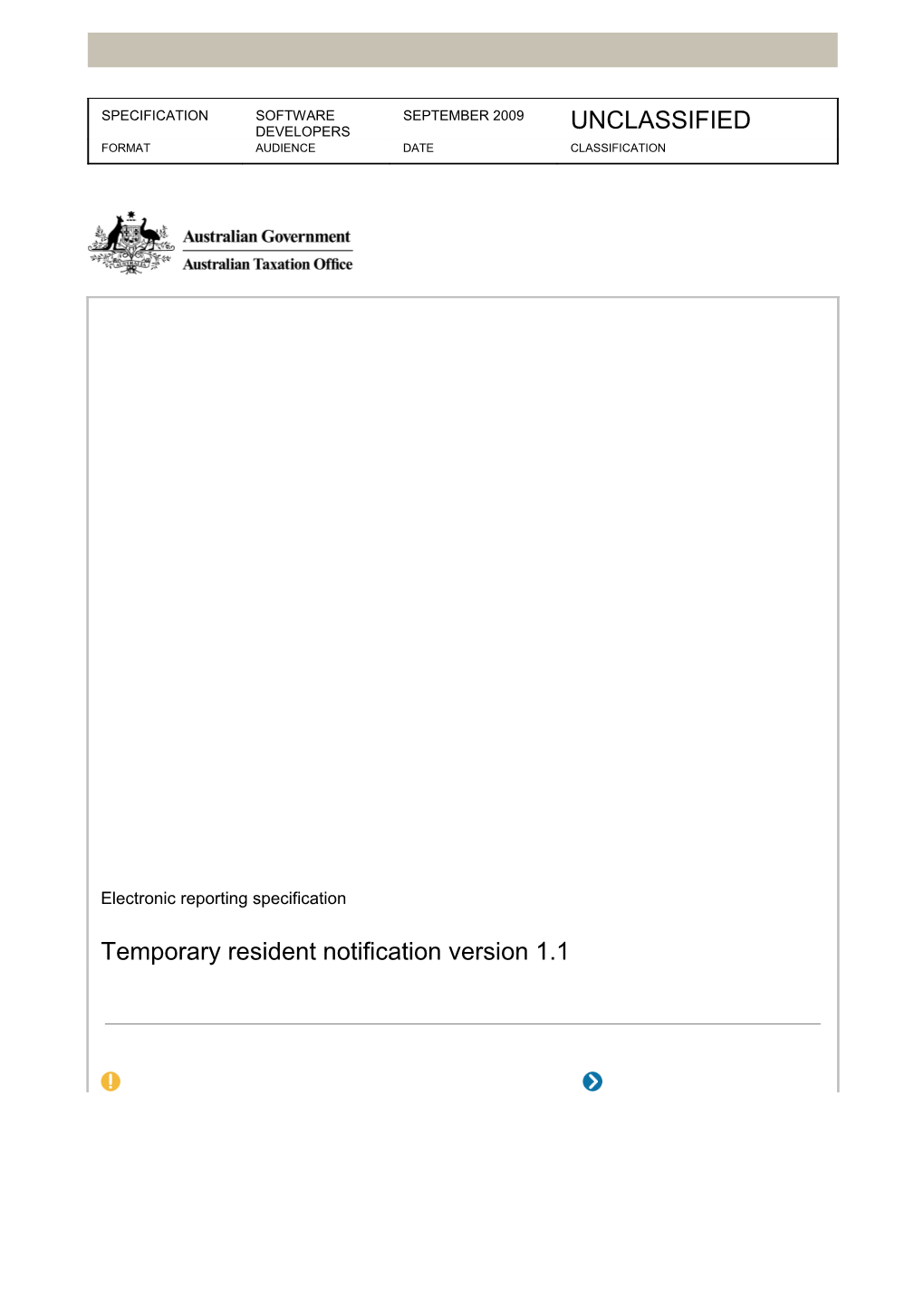 Electronic Reporting Specification - Temporary Resident Notification