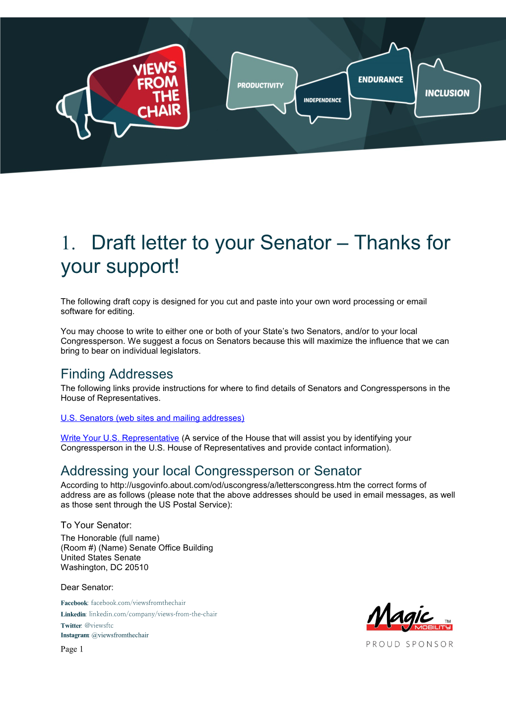 USA Senator Letter