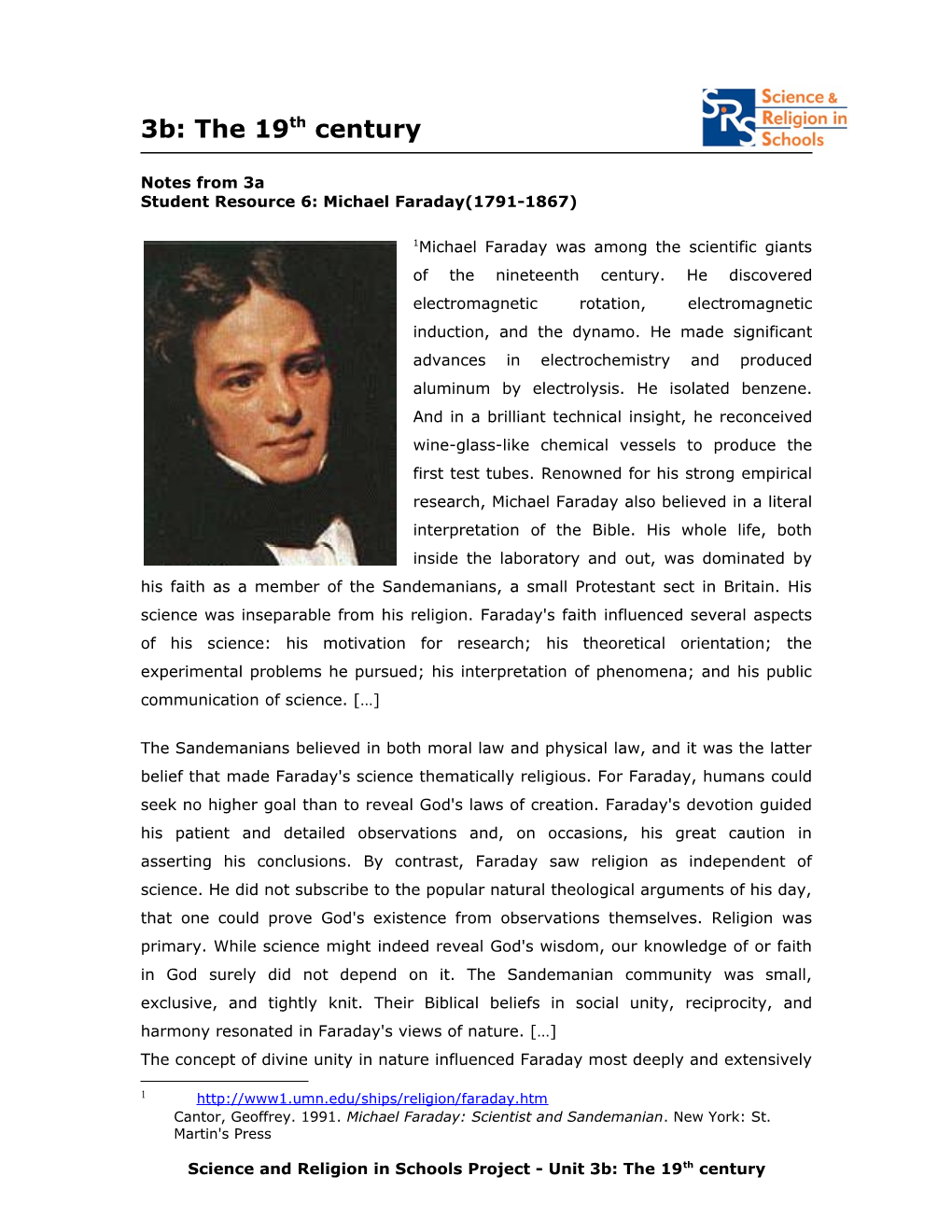 Student Resource 6: Michael Faraday(1791-1867)