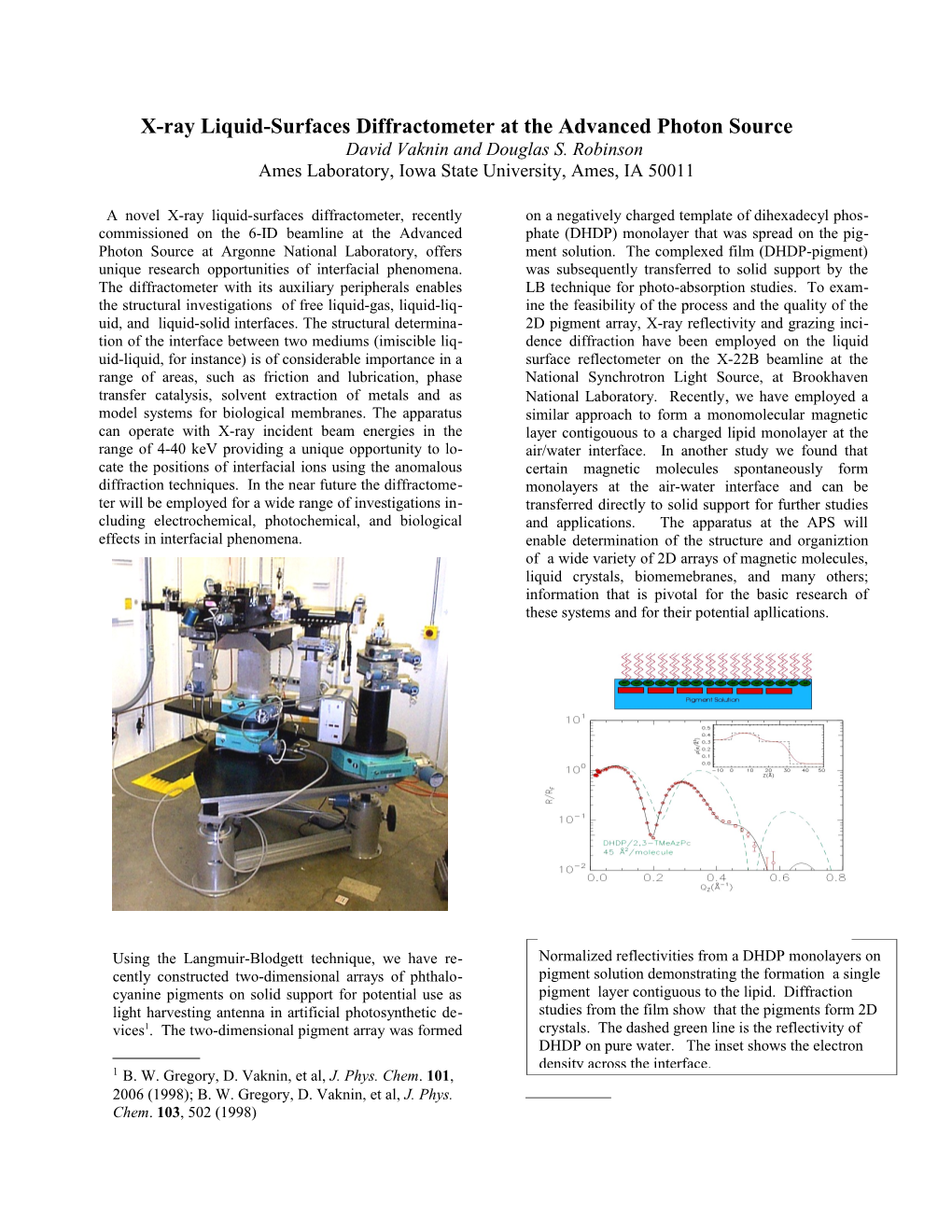 X-Ray Liquid-Surfaces Diffractometer at the Advanced Photon Source