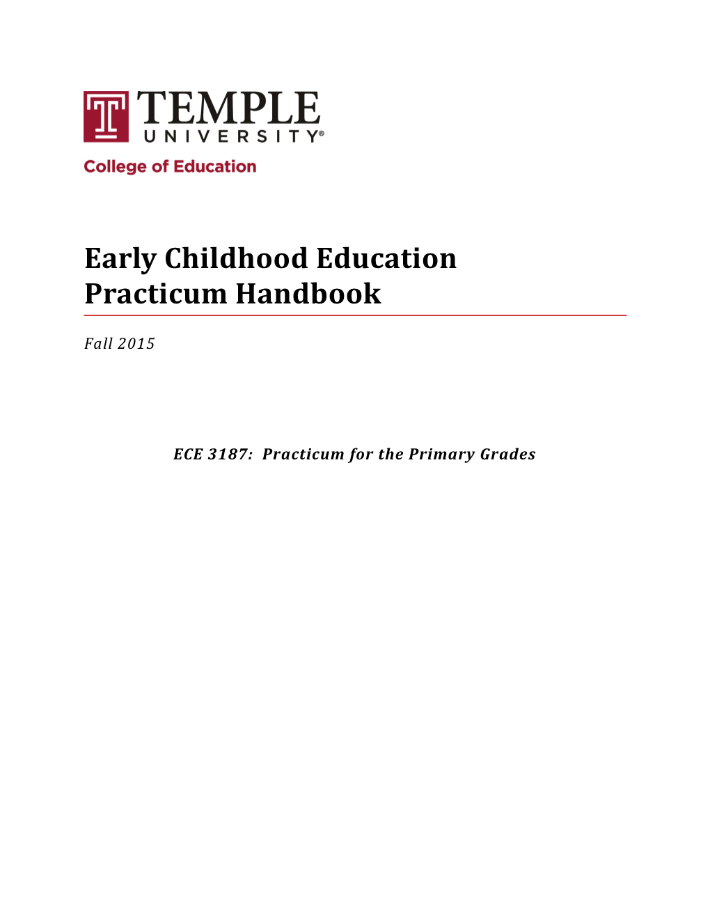 ECE 3187: Practicum for the Primary Grades