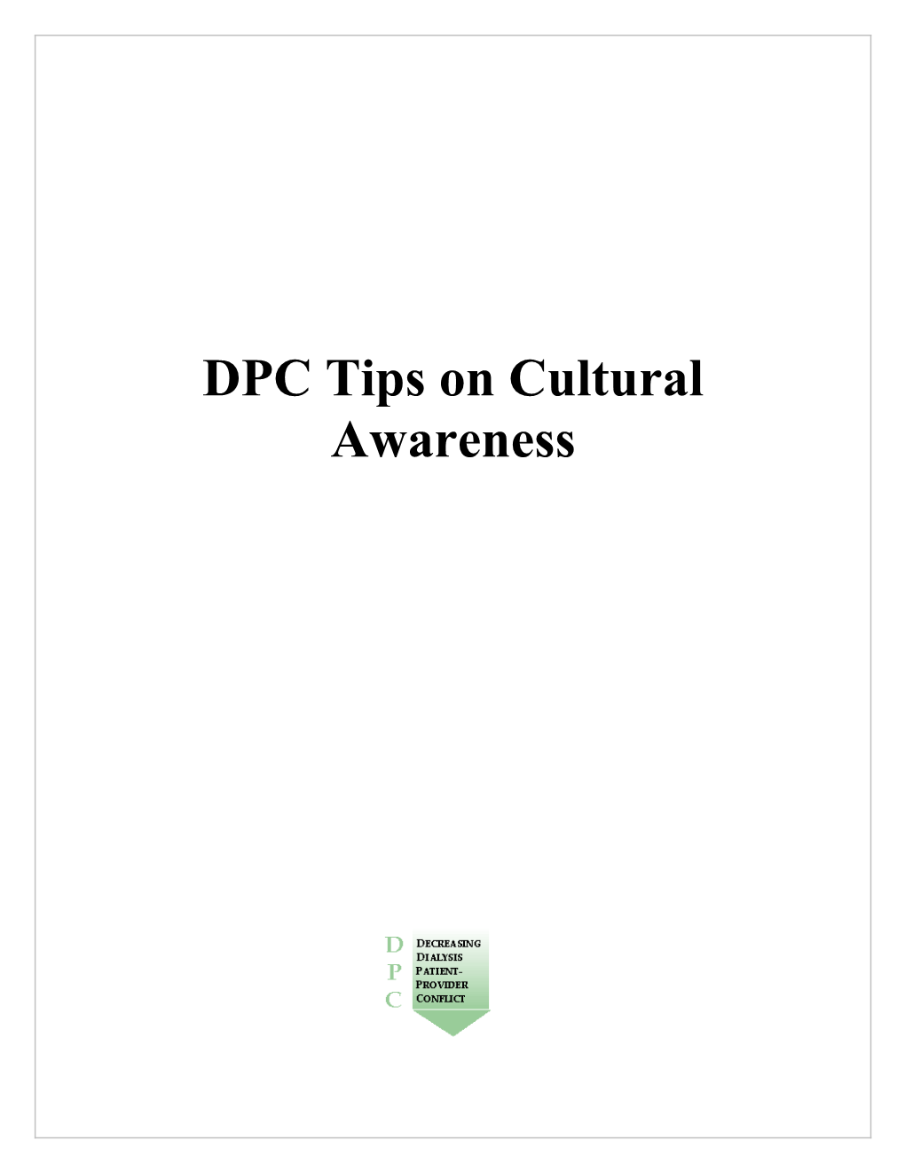 DPC Tips on Cultural Awareness