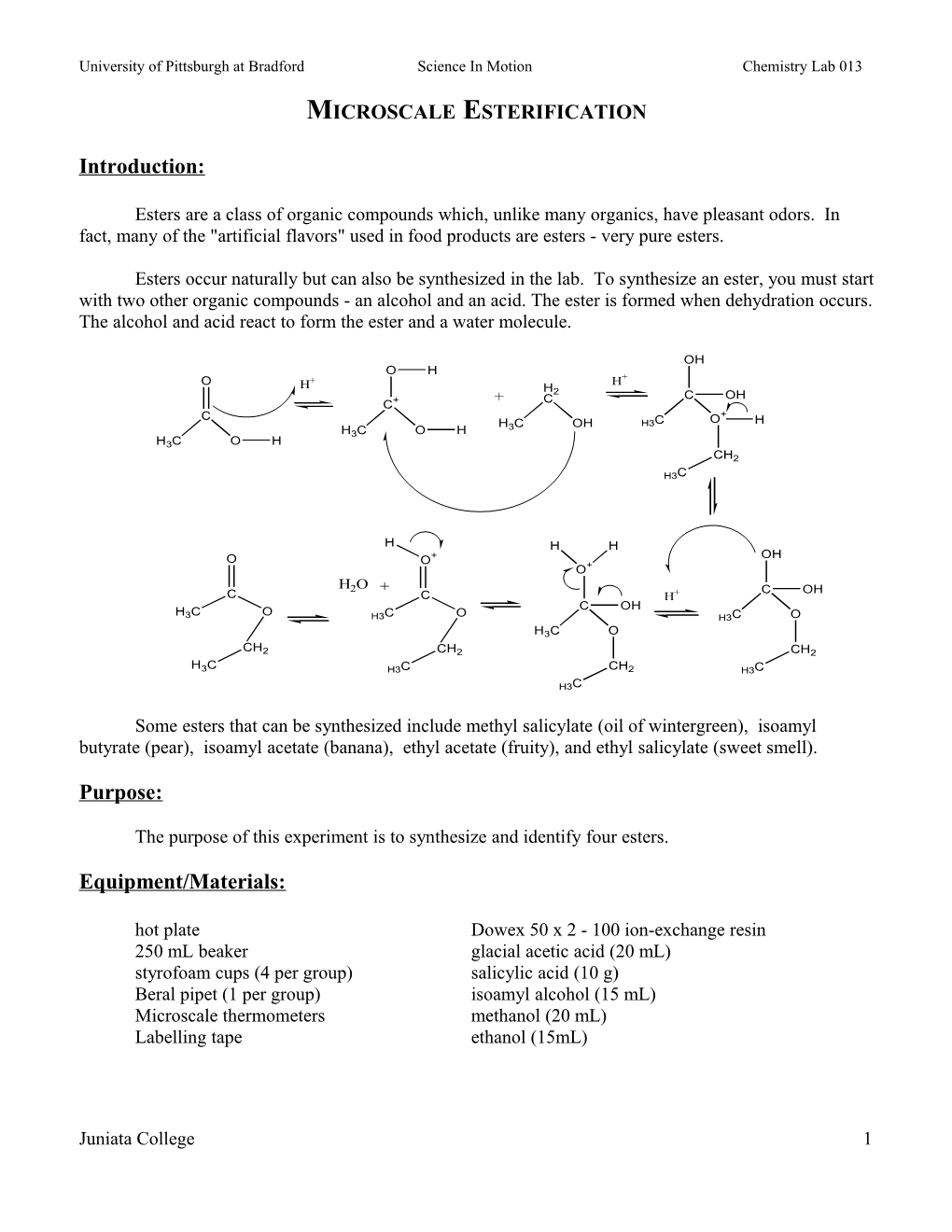 Microscale Esterification