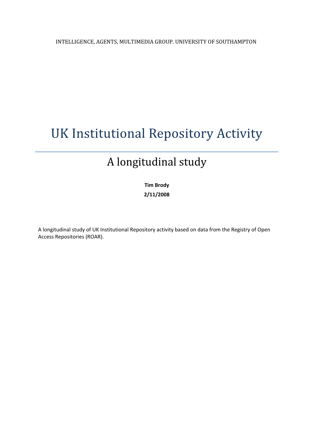 UK Institutional Repository Activity