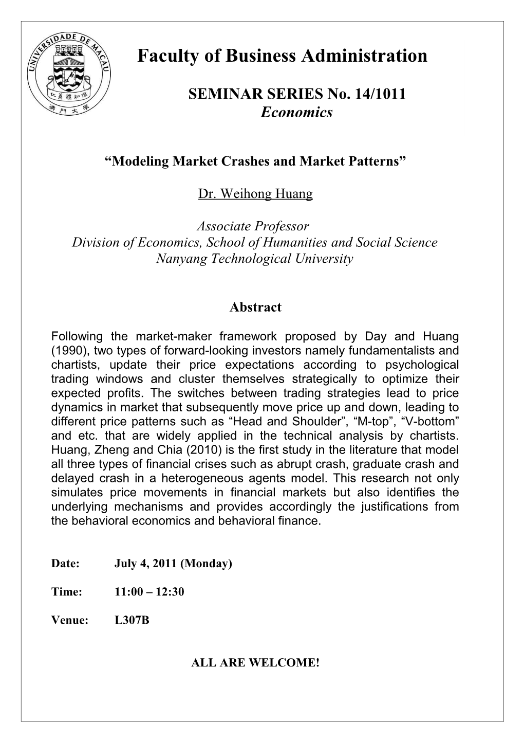 Modeling Market Crashes and Market Patterns