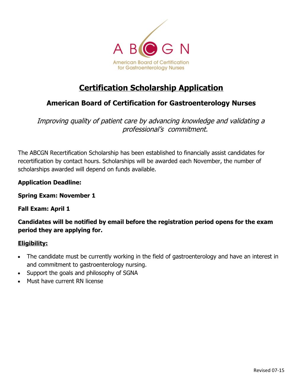 American Board of Certification for Gastroenterology Nurses