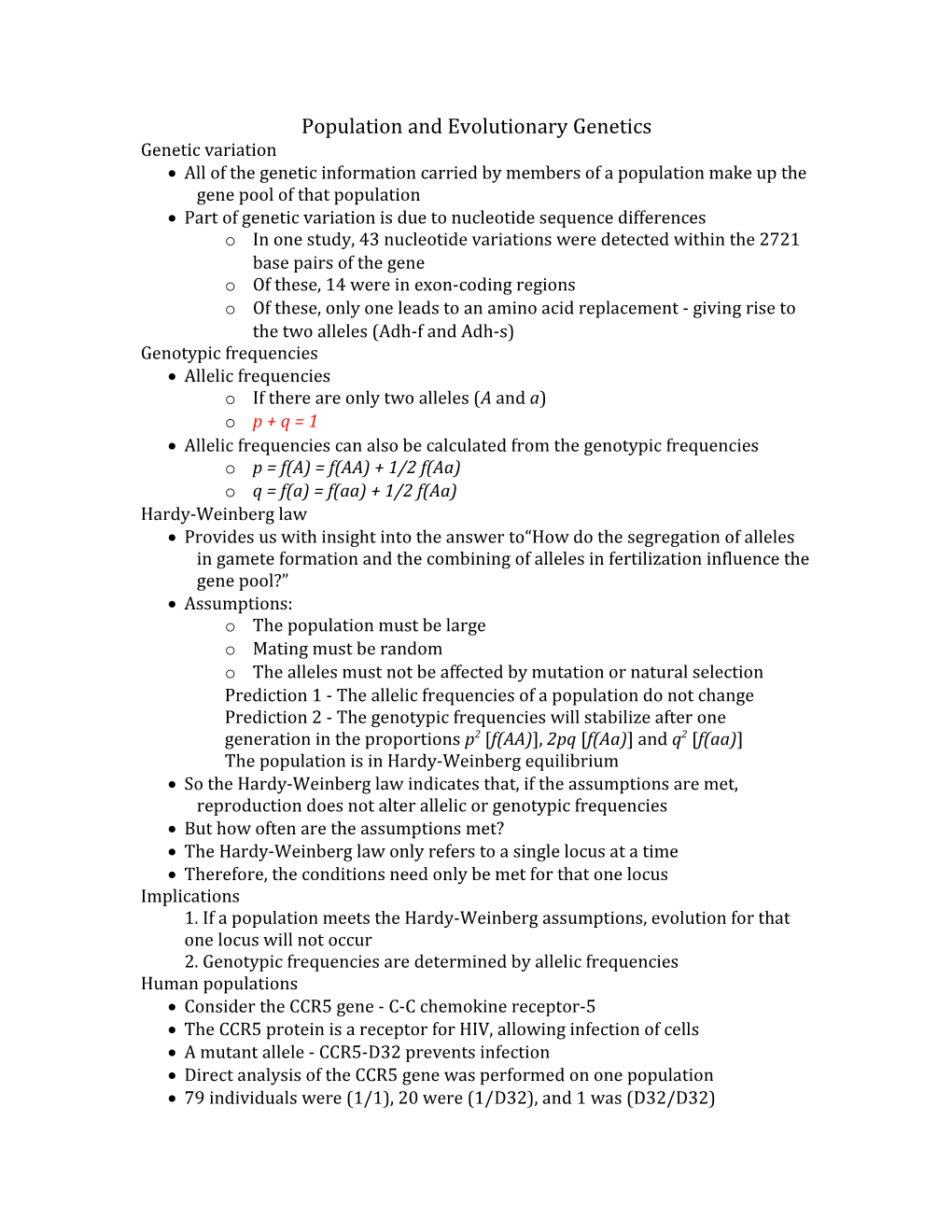 Population and Evolutionary Genetics