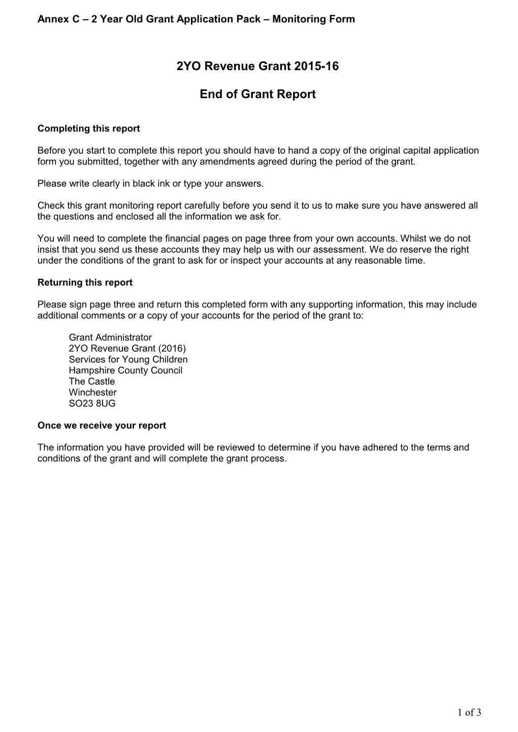 Annex C 2Year Old Grant Application Pack Monitoring Form