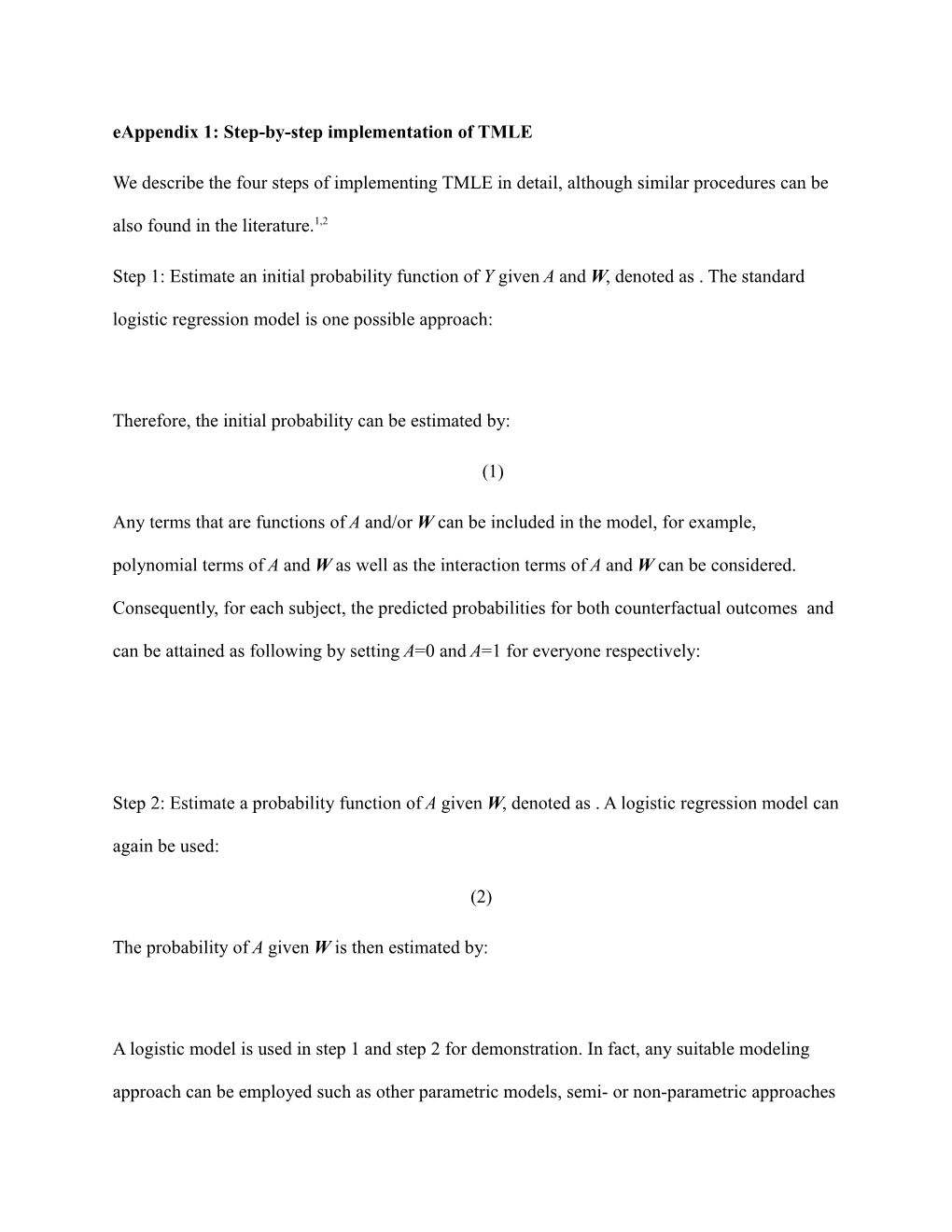 Eappendix 1: Step-By-Step Implementation of TMLE