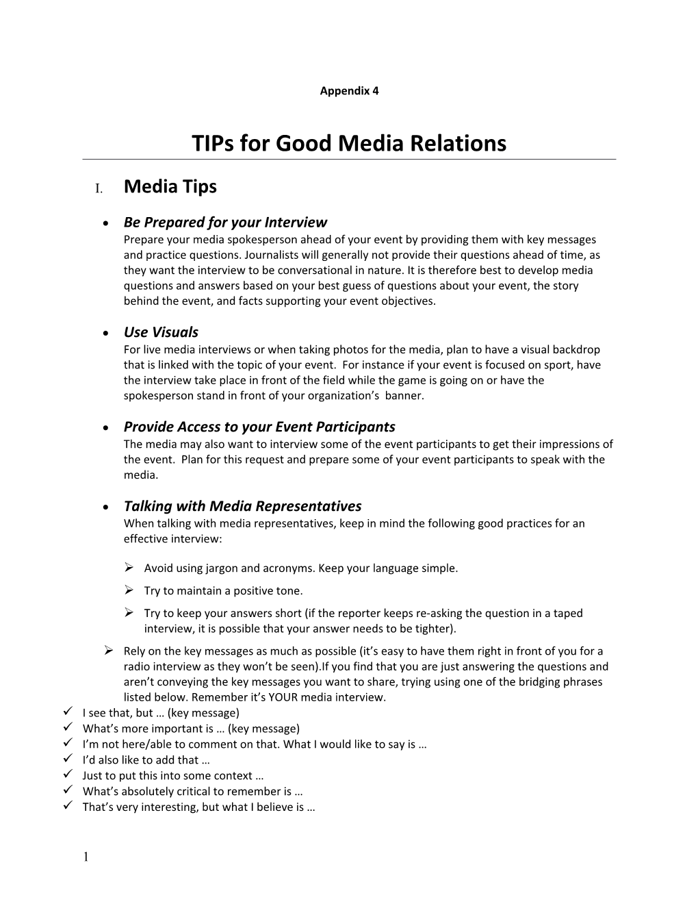 Tips for Good Media Relations