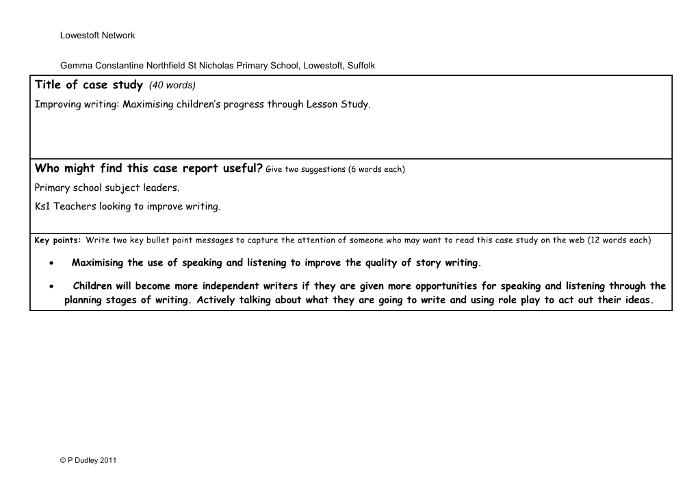 Local Consultants for Improvement Accreditation Case Report: Secondary Mathematics Core