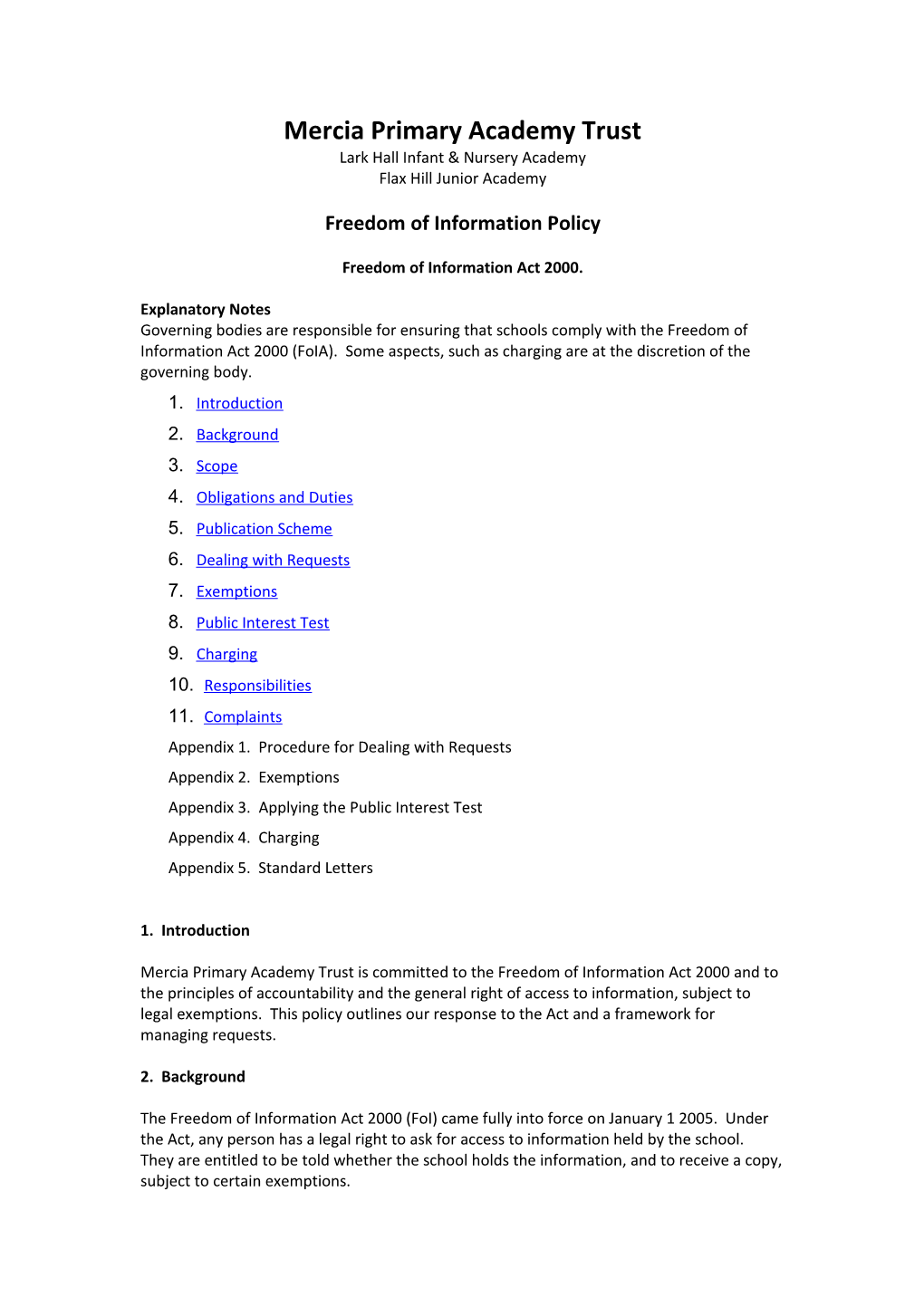 Freedom of Information Model School Policy