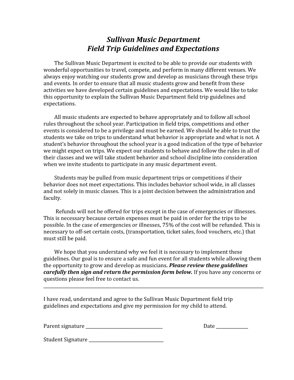 Field Trip Guidelines and Expectations