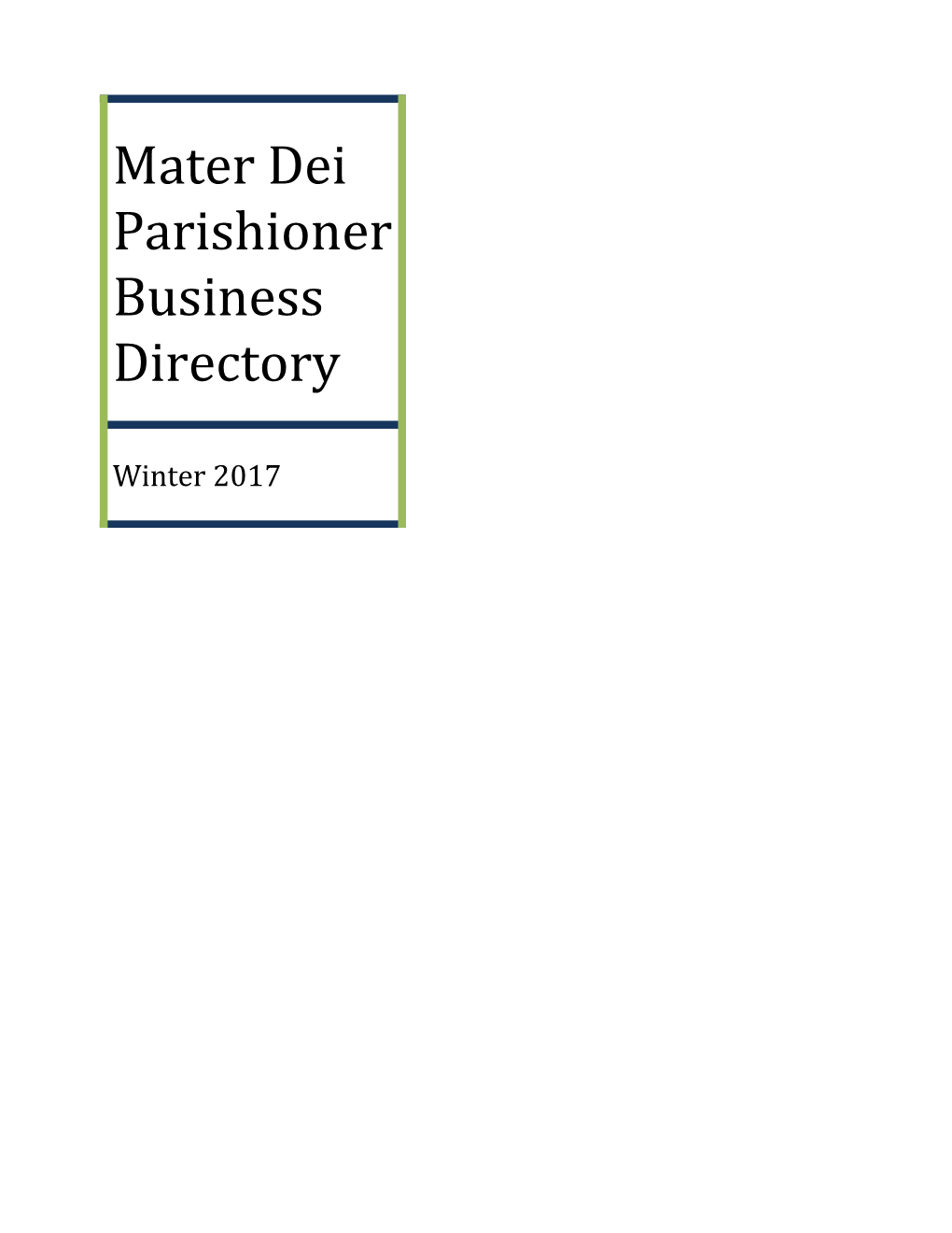 Mater Dei Parishioner Business Directory