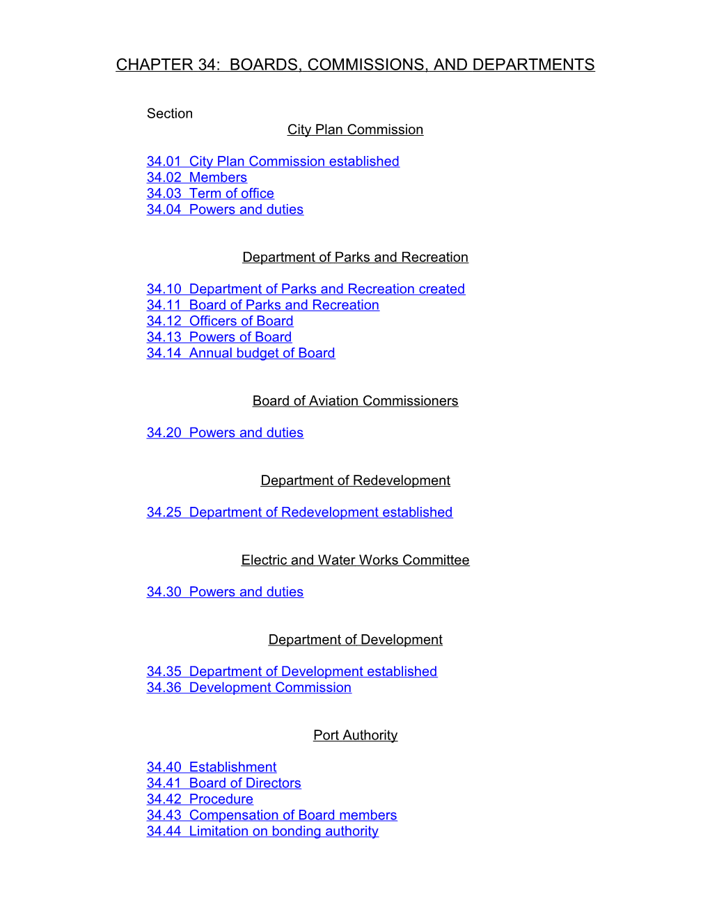 Chapter 34: Boards, Commissions, and Departments