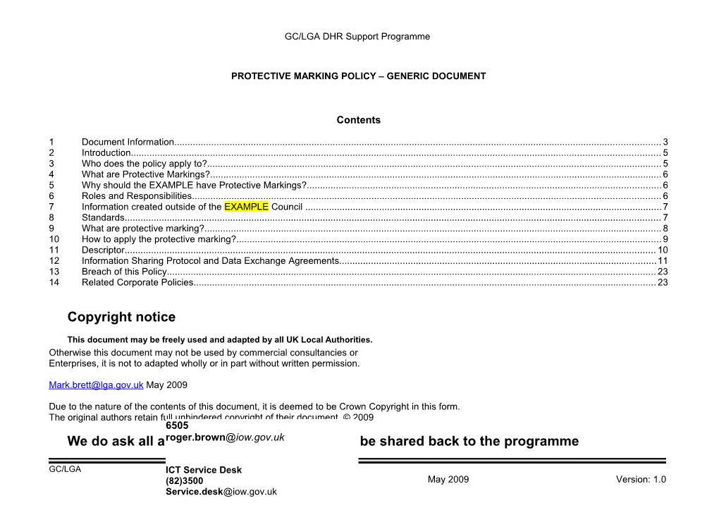 GC/LGA DHR Support Programme