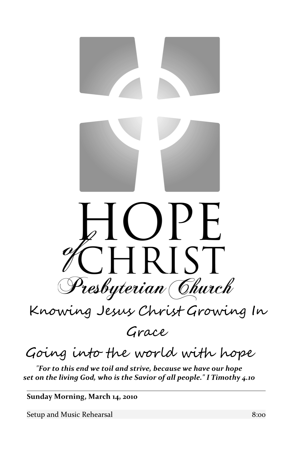 Knowing Jesus Christgrowing in Grace