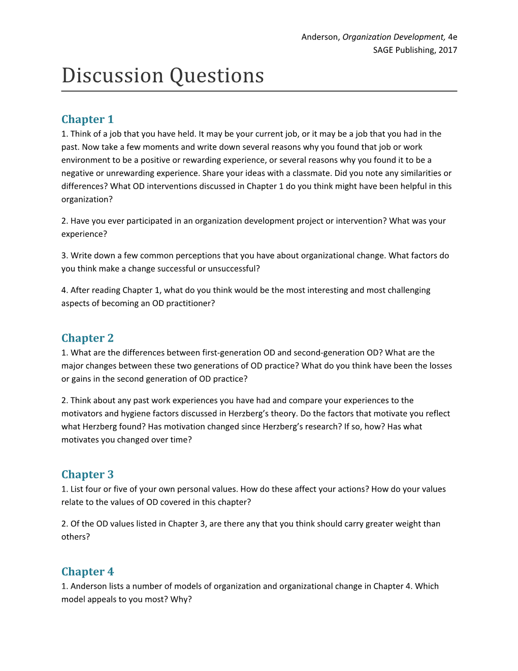 Anderson, Organization Development, 4E