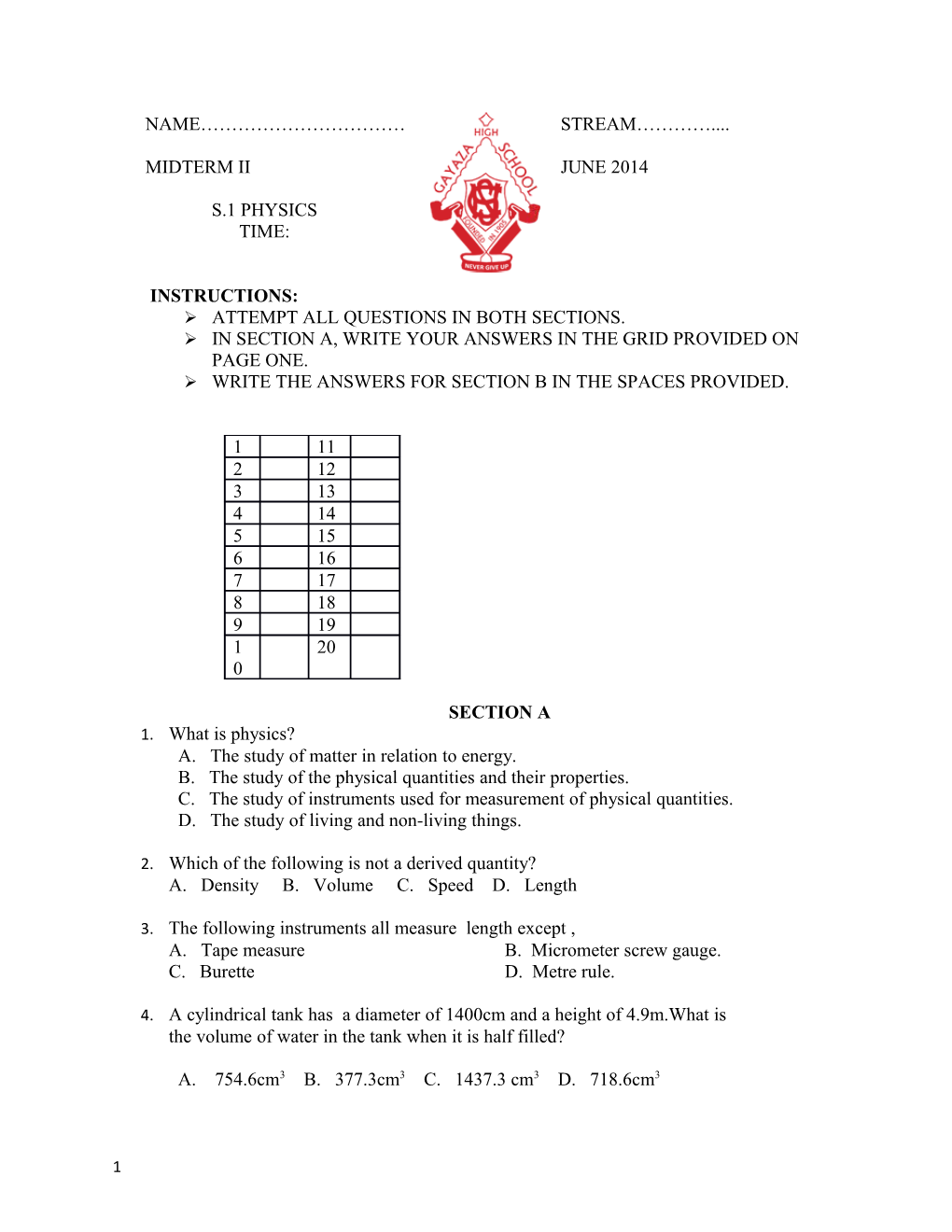 Attempt All Questions in Both Sections