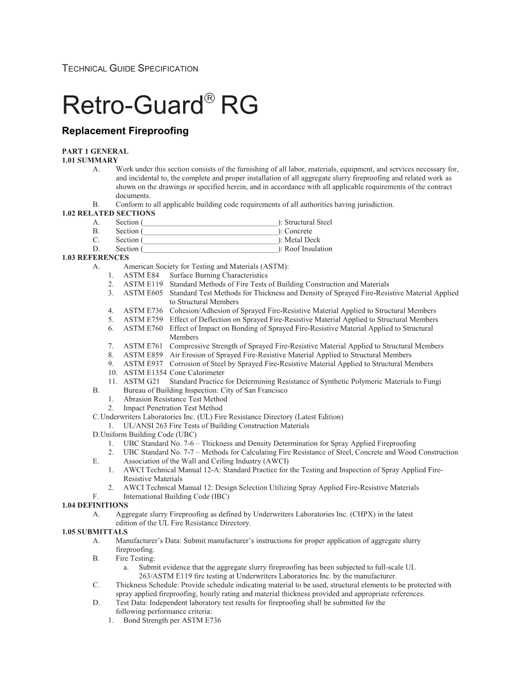 Retro-Guard RG Replacement Fireproofing