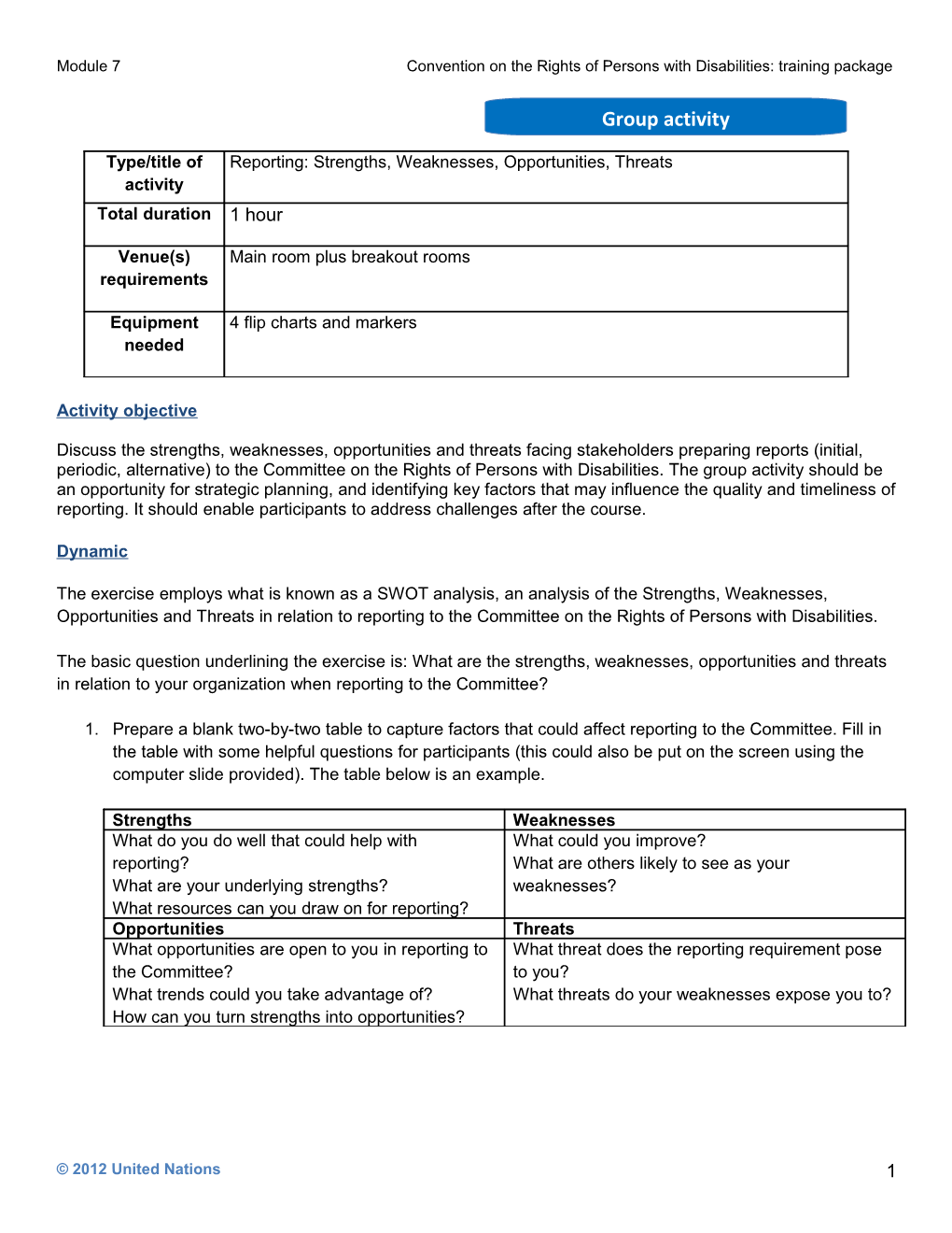 Module 7Convention on the Rights of Persons with Disabilities: Training Package