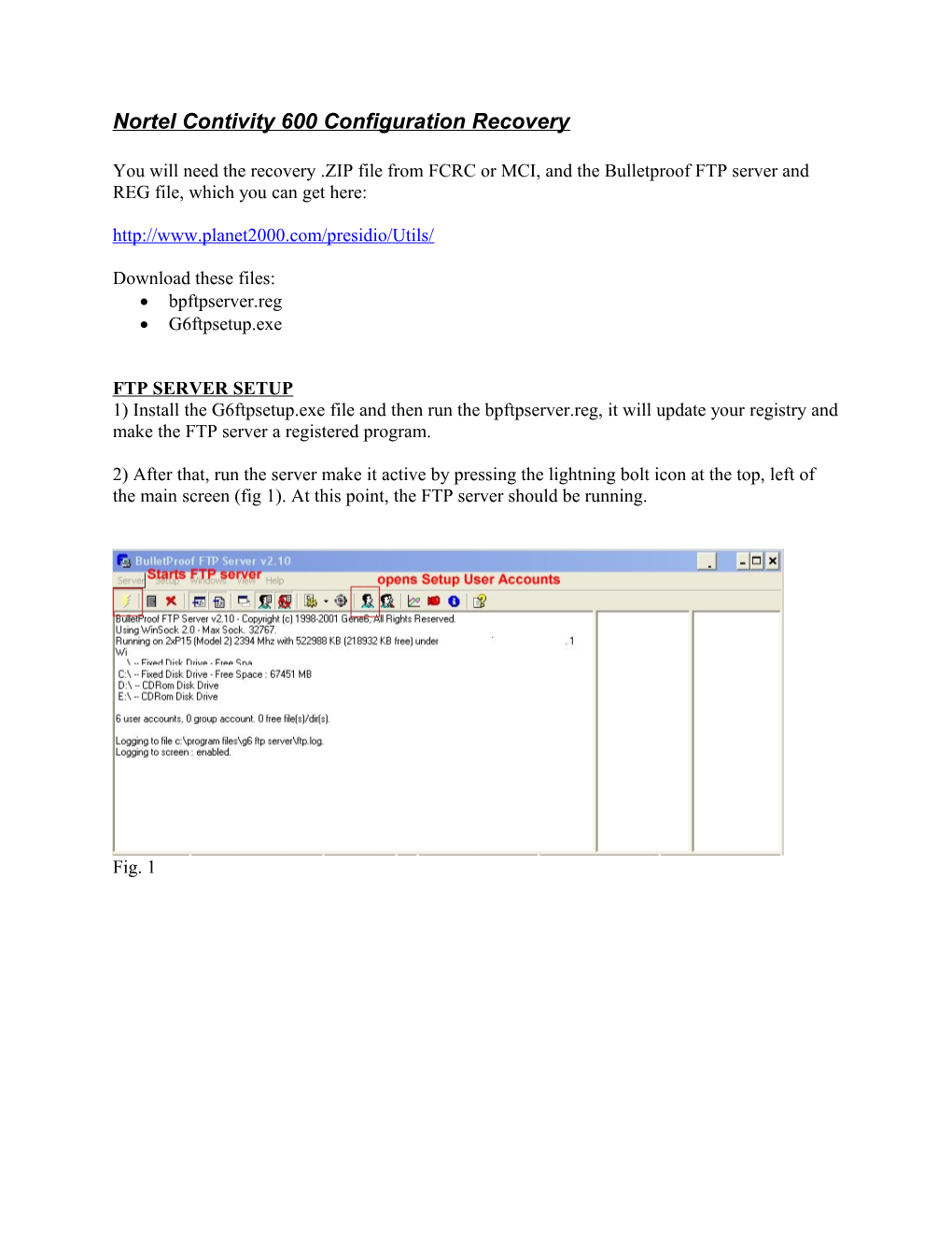 Contivity 600 Configuration Recovery