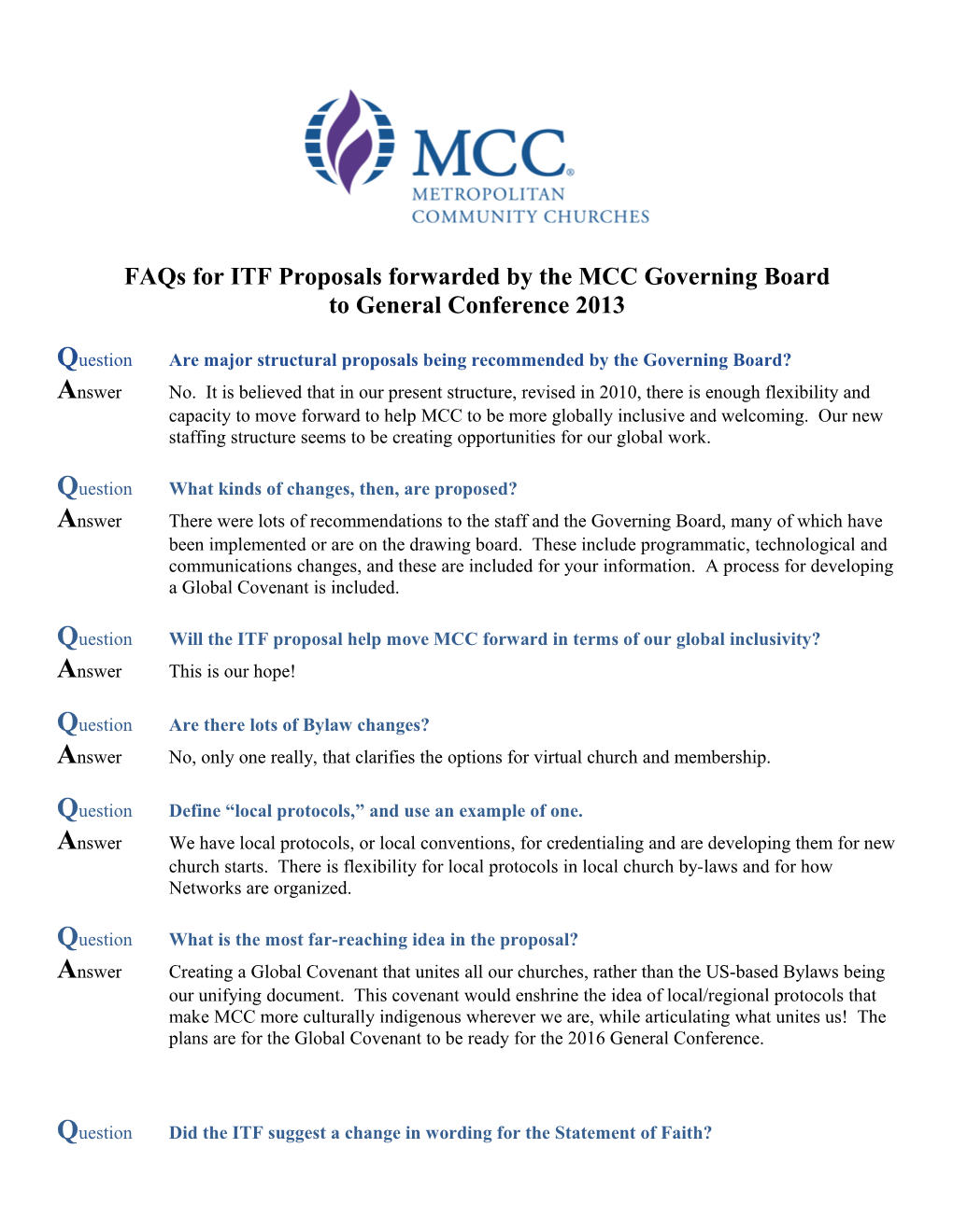 9C Faqs for ITF Proposals Forwarded by the MCC Governing Board