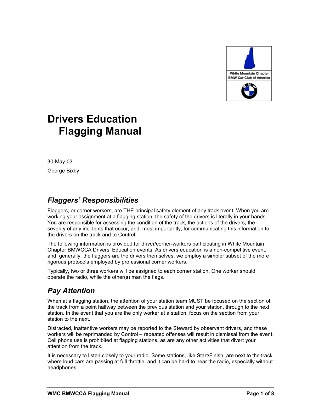 Drivers Educationflagging Manual