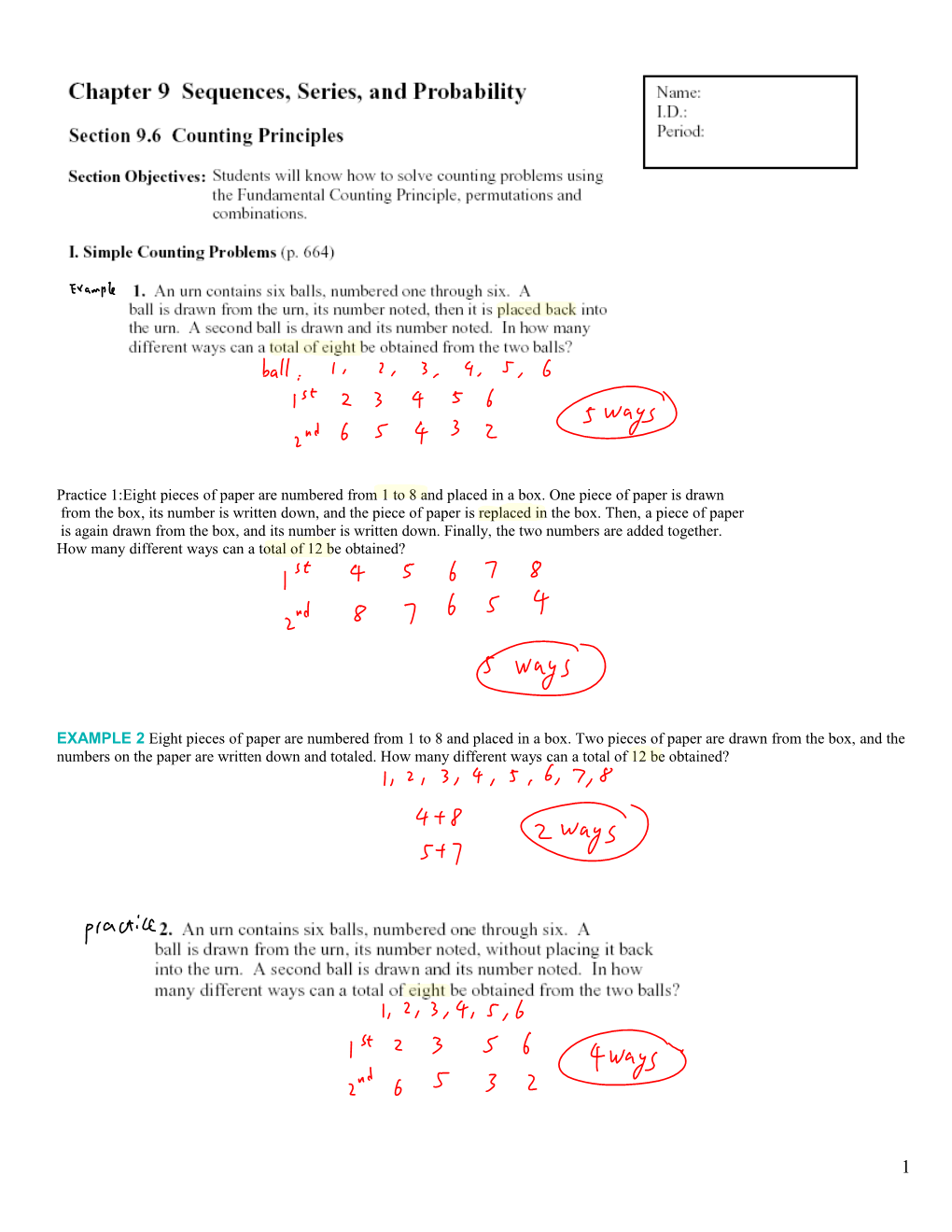 Practice 1:Eight Pieces of Paper Are Numbered from 1 to 8 and Placed in a Box. One Piece