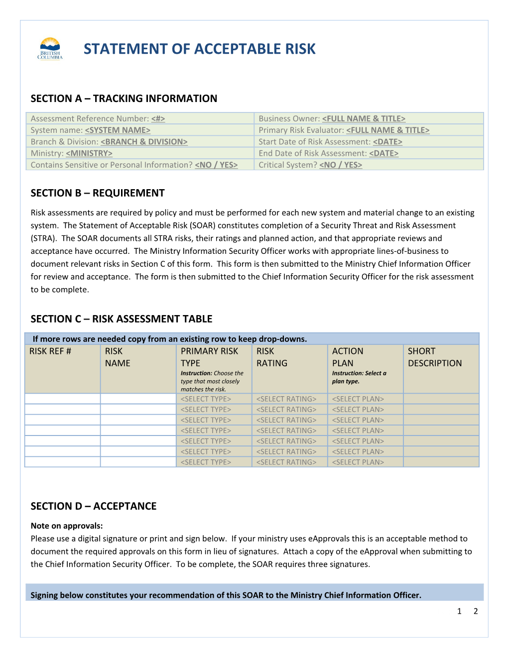 Section a Tracking Information