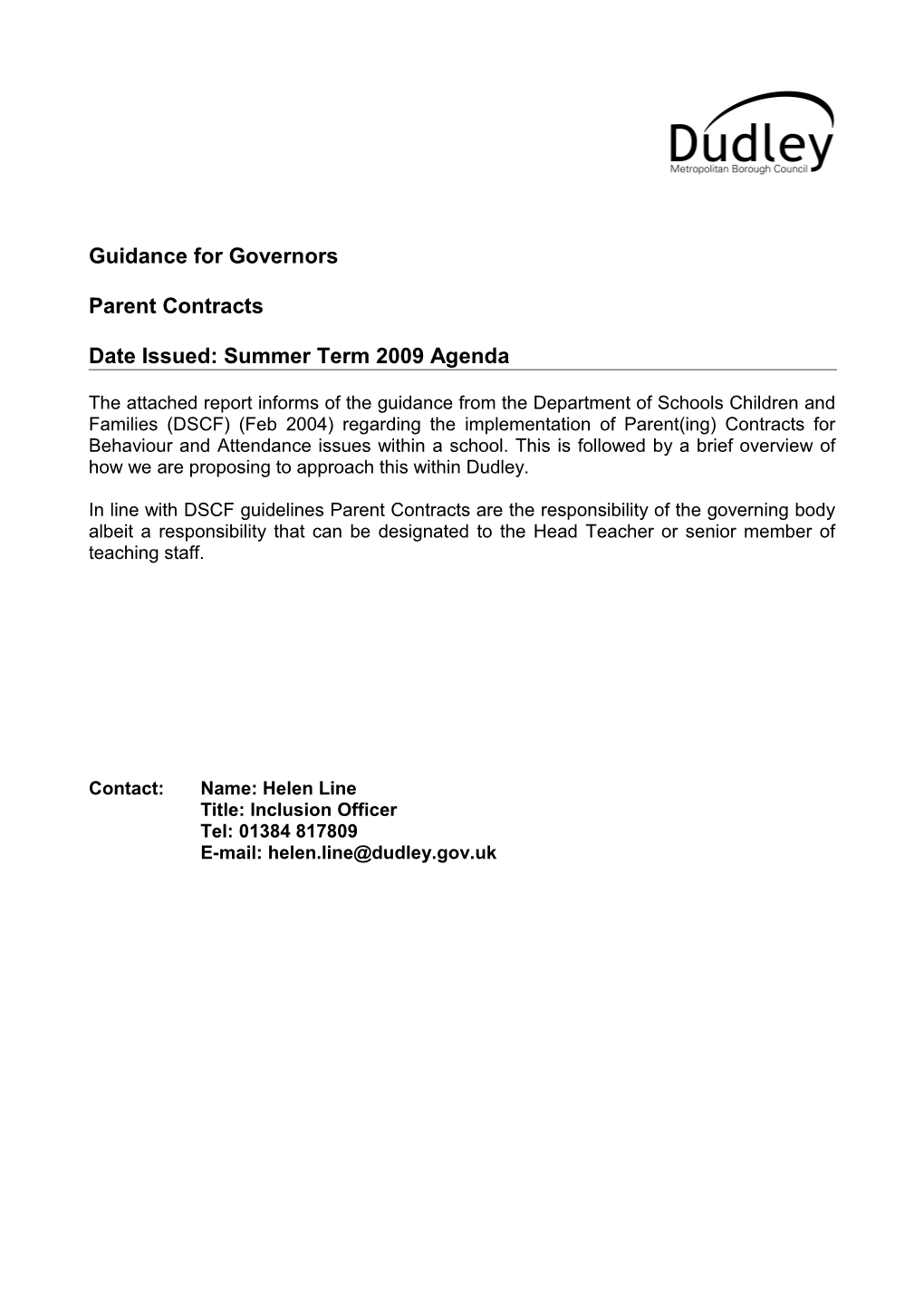 Guidance for Governing Bodies