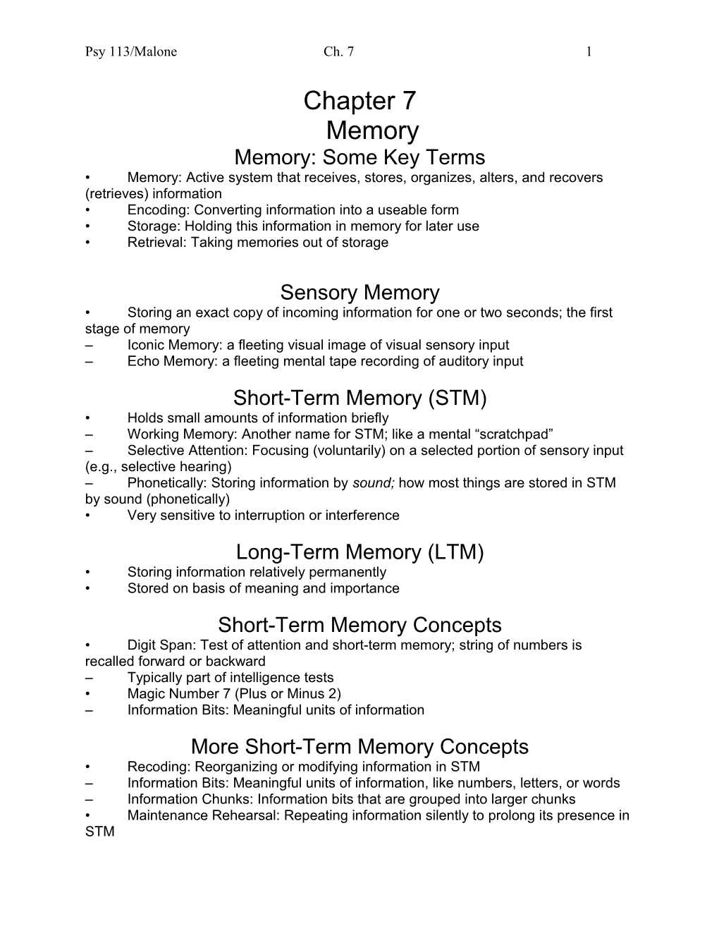 Memory: Some Key Terms