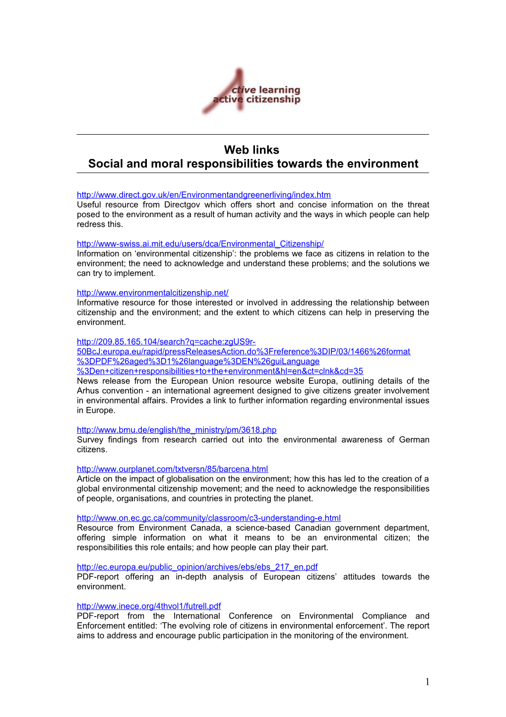 Social and Moral Responsibilities Towards the Environment