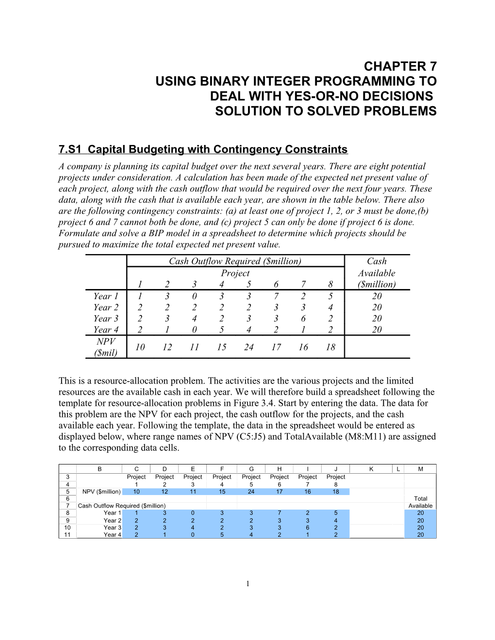 7.S1capital Budgeting with Contingency Constraints