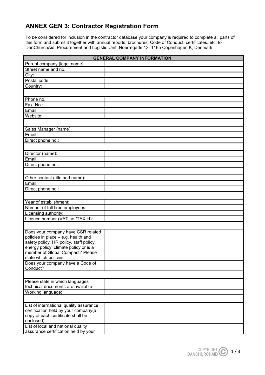 Annex 7: Supplier Registration Form