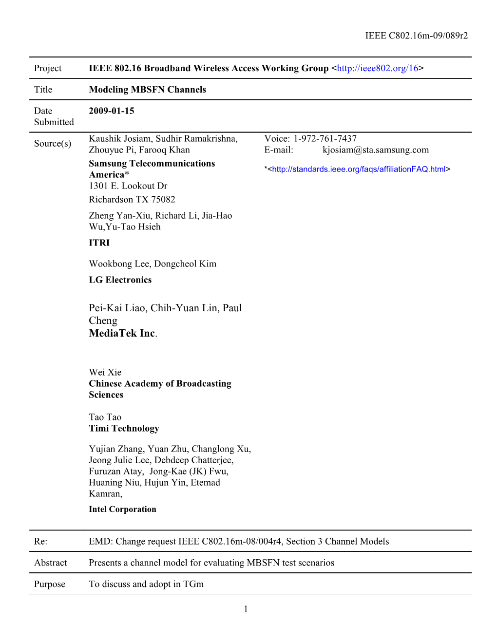 Modeling MBSFN Channels