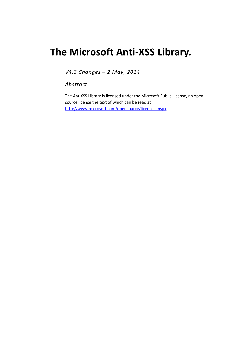 The Microsoft Anti-XSS Library