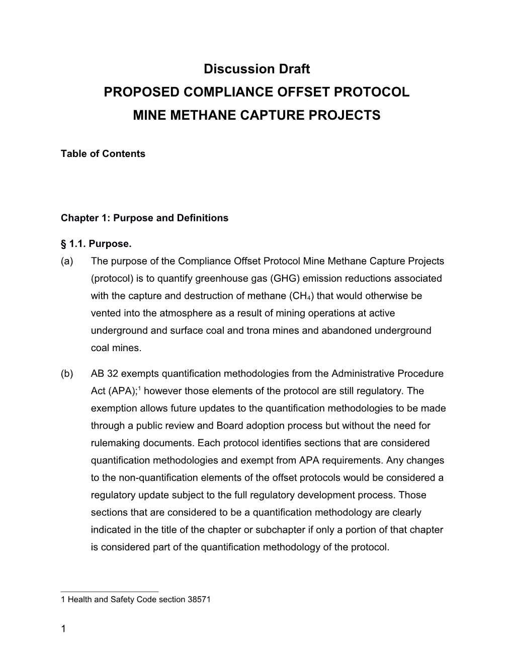 Proposed Compliance Offset Protocol