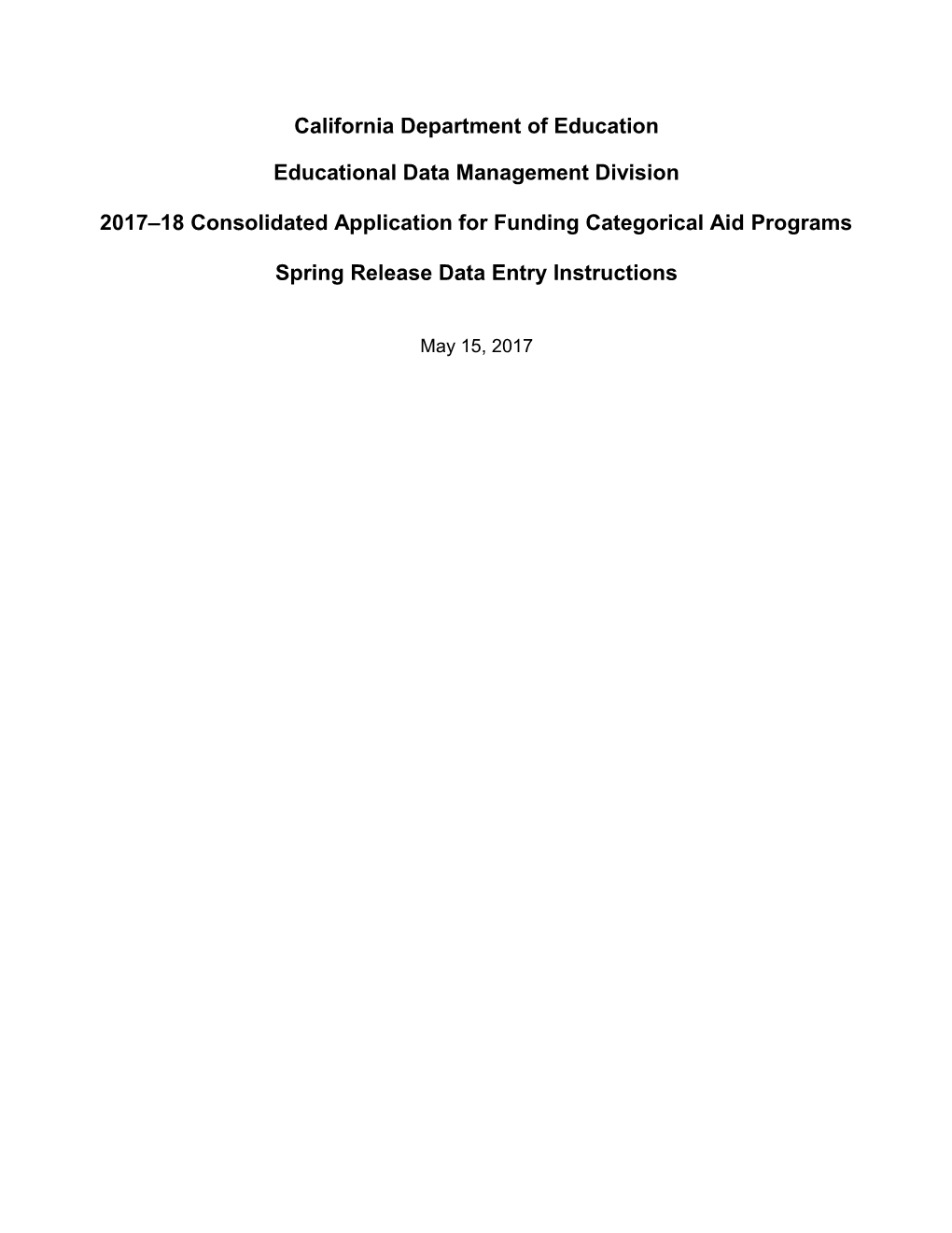 Inst-17: Conapp Spring Release (CA Dept of Education)