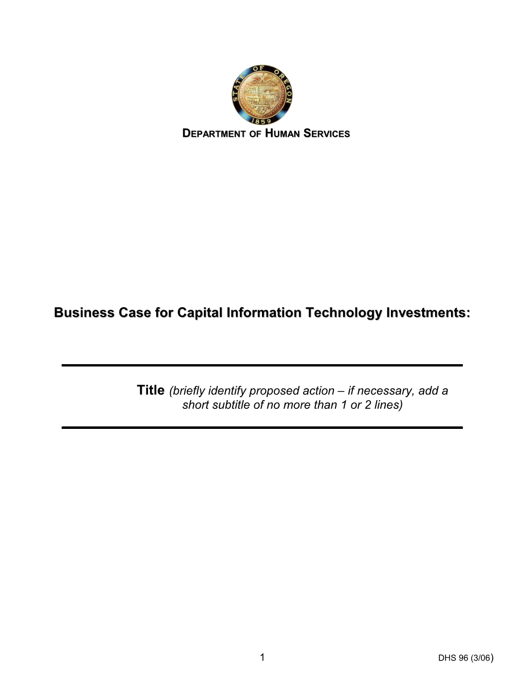 Guidelines for Developing a Business Case &